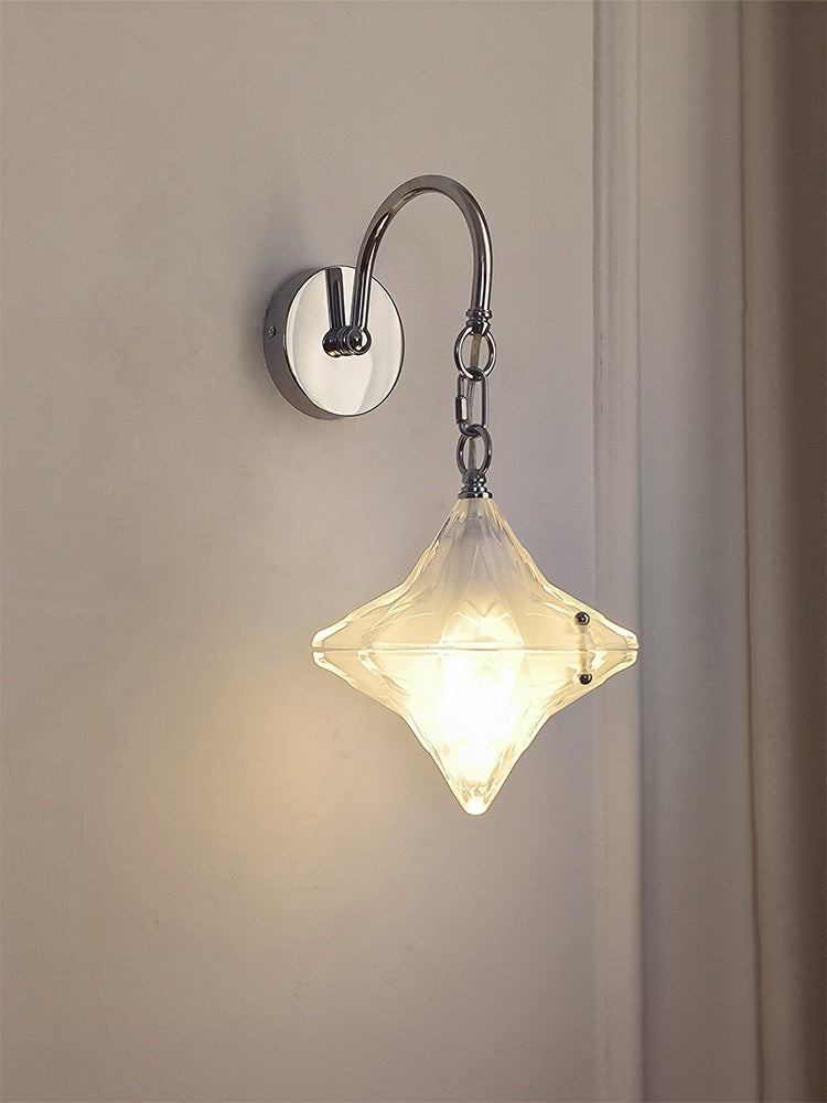 Art Deco Star Wall Sconce - Frosted Glass Light for Hallway - Astris Selene | Esilora
