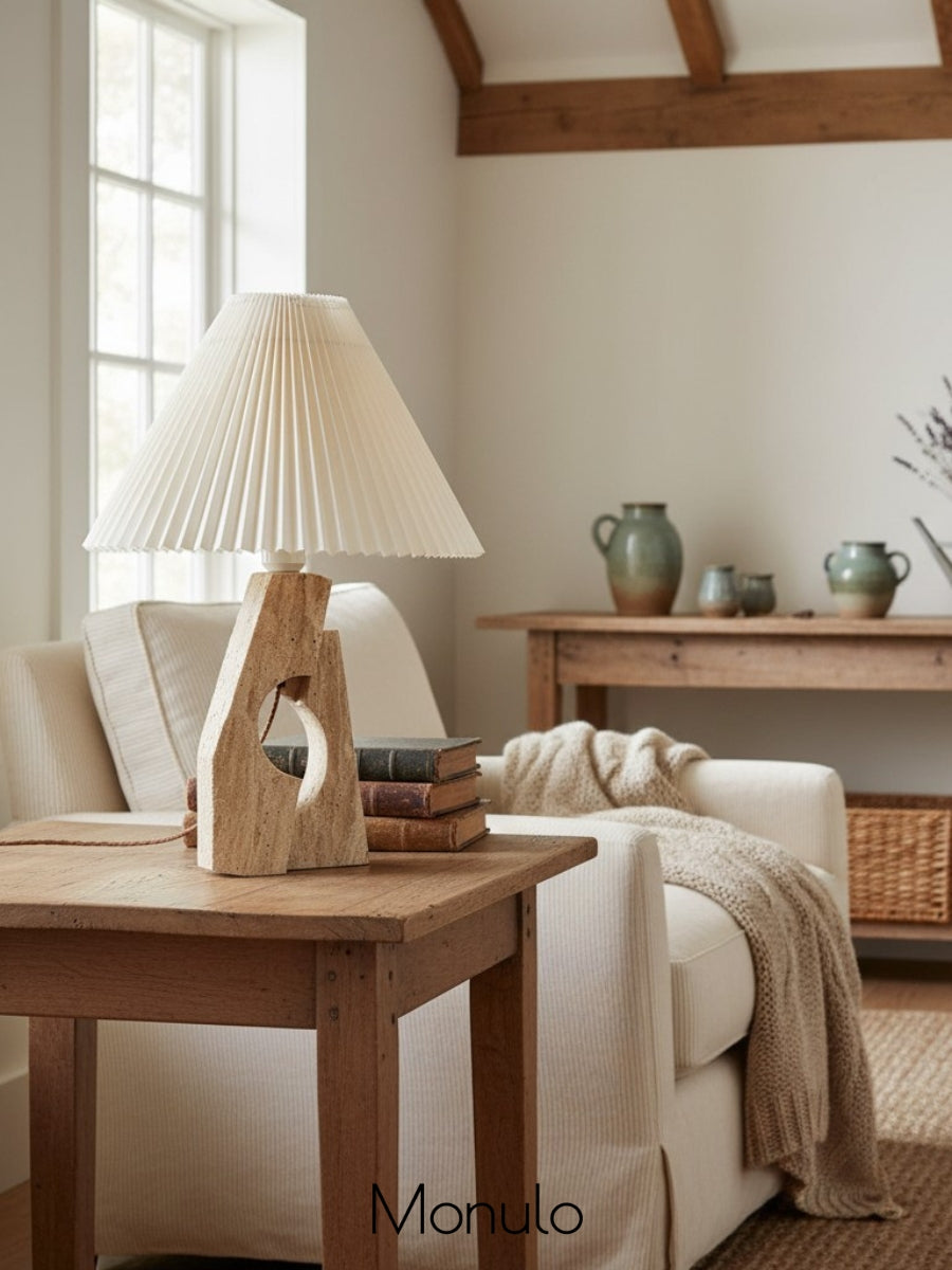 Moderne künstlerische Steinsäulen-Tischlampe Travertin M05 | Esilora