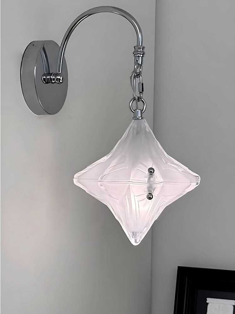 Art Deco Star Wall Sconce - Frosted Glass Light for Hallway - Astris Selene | Esilora