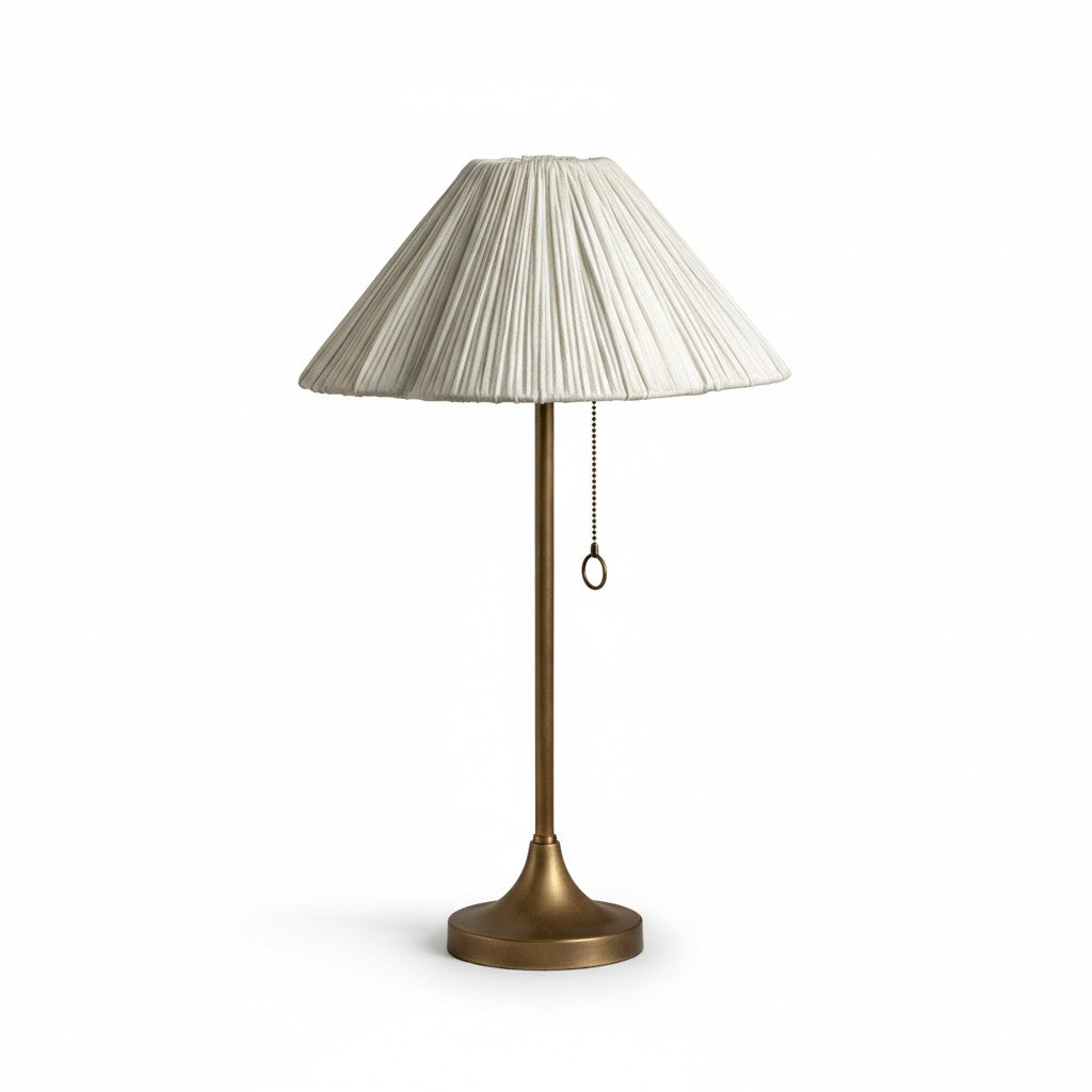 Blossine Elegant Scalloped Linen Table Lamp – Modern Lamp for Bedroom | Esilora