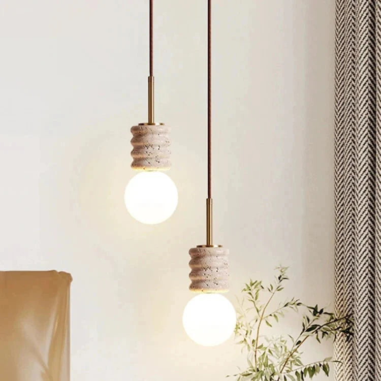 Nowoczesna kamienna lampa wisząca LED przy łóżku | Esilora
