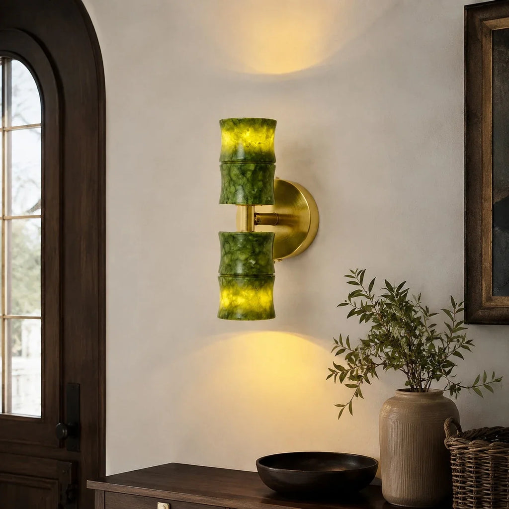 Green Bamboo-Form Double Wall Lamp | Esilora