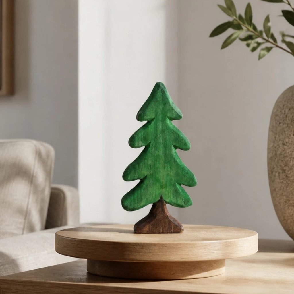 Ornement de table en bois représentant un pin vert fait main | Esilora