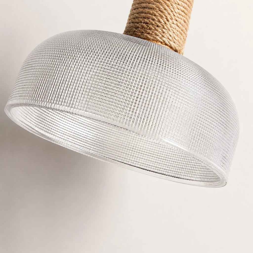 Rustic Woven Rope Glass Pendant Light Collection | Esilora