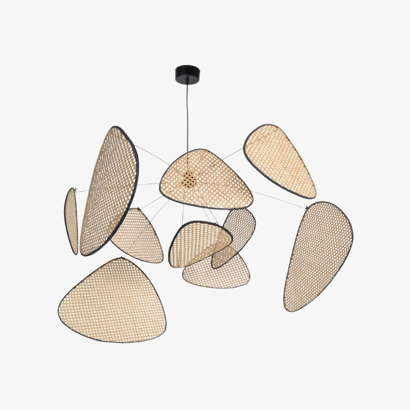 Rivana Modern Woven Rattan Chandelier – Metal Bamboo Pendant Light for Kitchens and Lounges N41 | Esilora