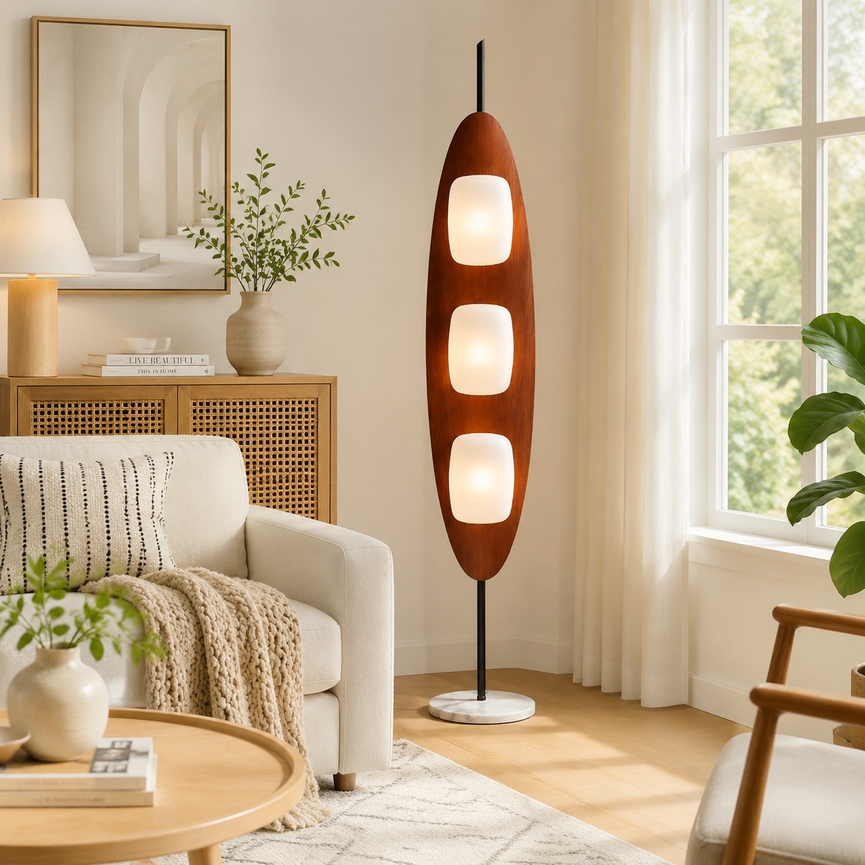 Bauhaus Walnut Tone Floor Lamp | Esilora