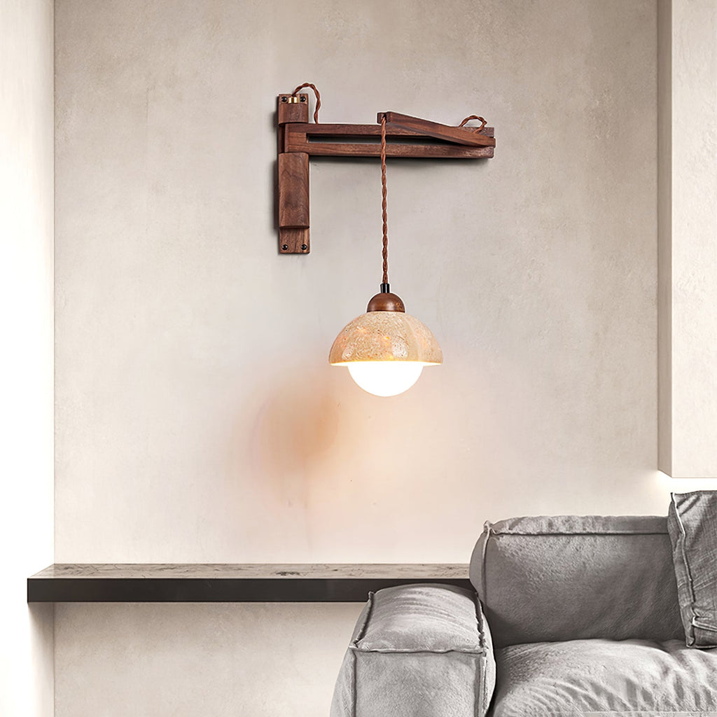 Adjustable Travertine Dome Wall Sconce | Esilora