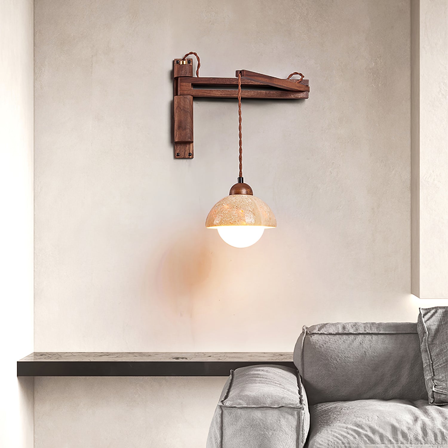 Adjustable Travertine Dome Wall Sconce | Esilora