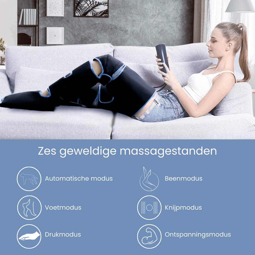 Airestro 360° benmassager — Lufttryk, varme og restitution