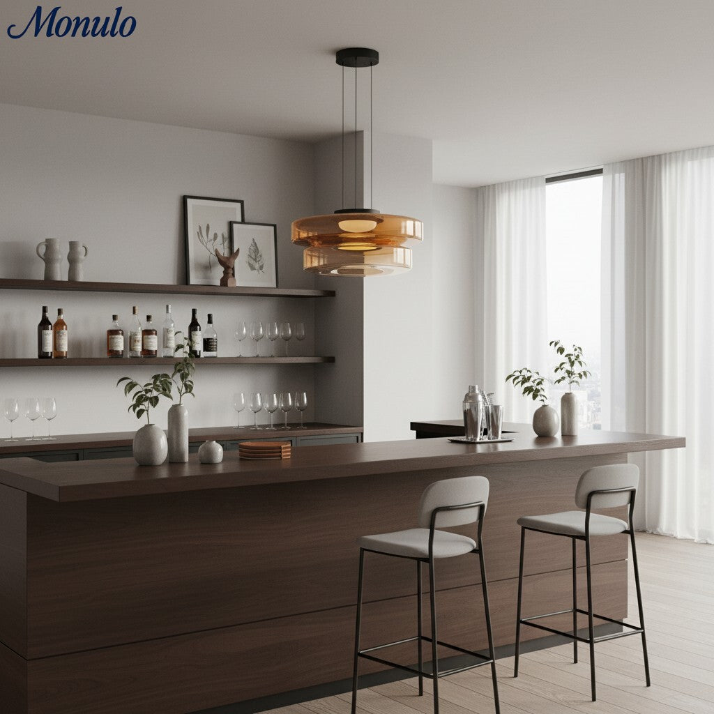 Verdoma Stacked Disc Form Glass Pendant Light Contemporary Nordic Lighting for Kitchens | Esilora
