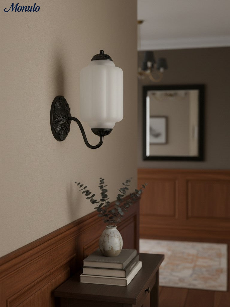 Vintage Milk Glass Sconce Bedside Hallway Eloise Wall Sconce | Esilora