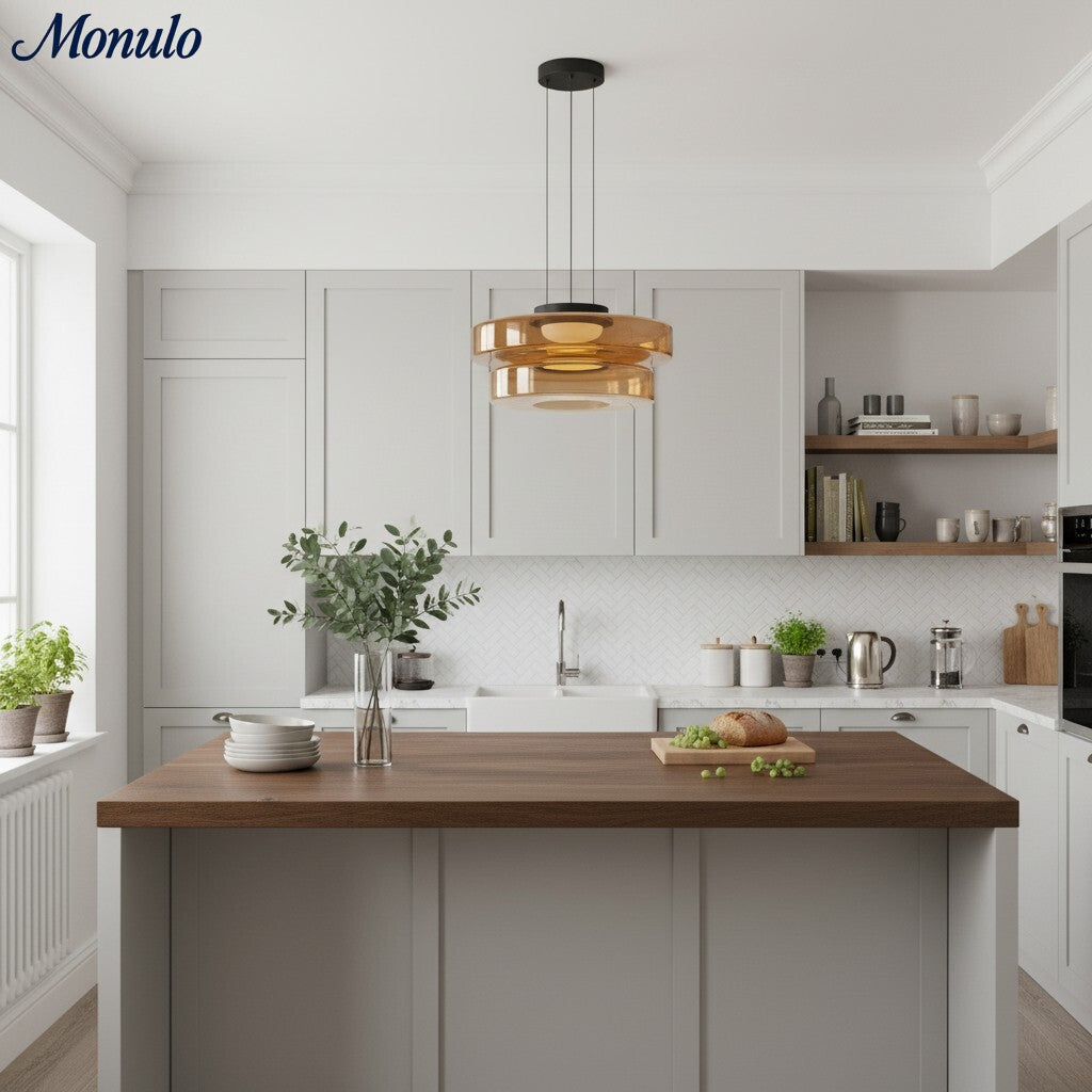 Verdoma Stacked Disc Form Glass Pendant Light Contemporary Nordic Lighting for Kitchens | Esilora