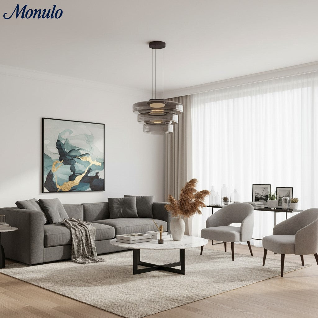 Verdoma Stacked Disc Form Glass Pendant Light Contemporary Nordic Lighting for Kitchens | Esilora