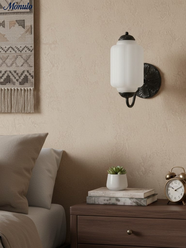 Vintage Milk Glass Sconce Bedside Hallway Eloise Wall Sconce | Esilora