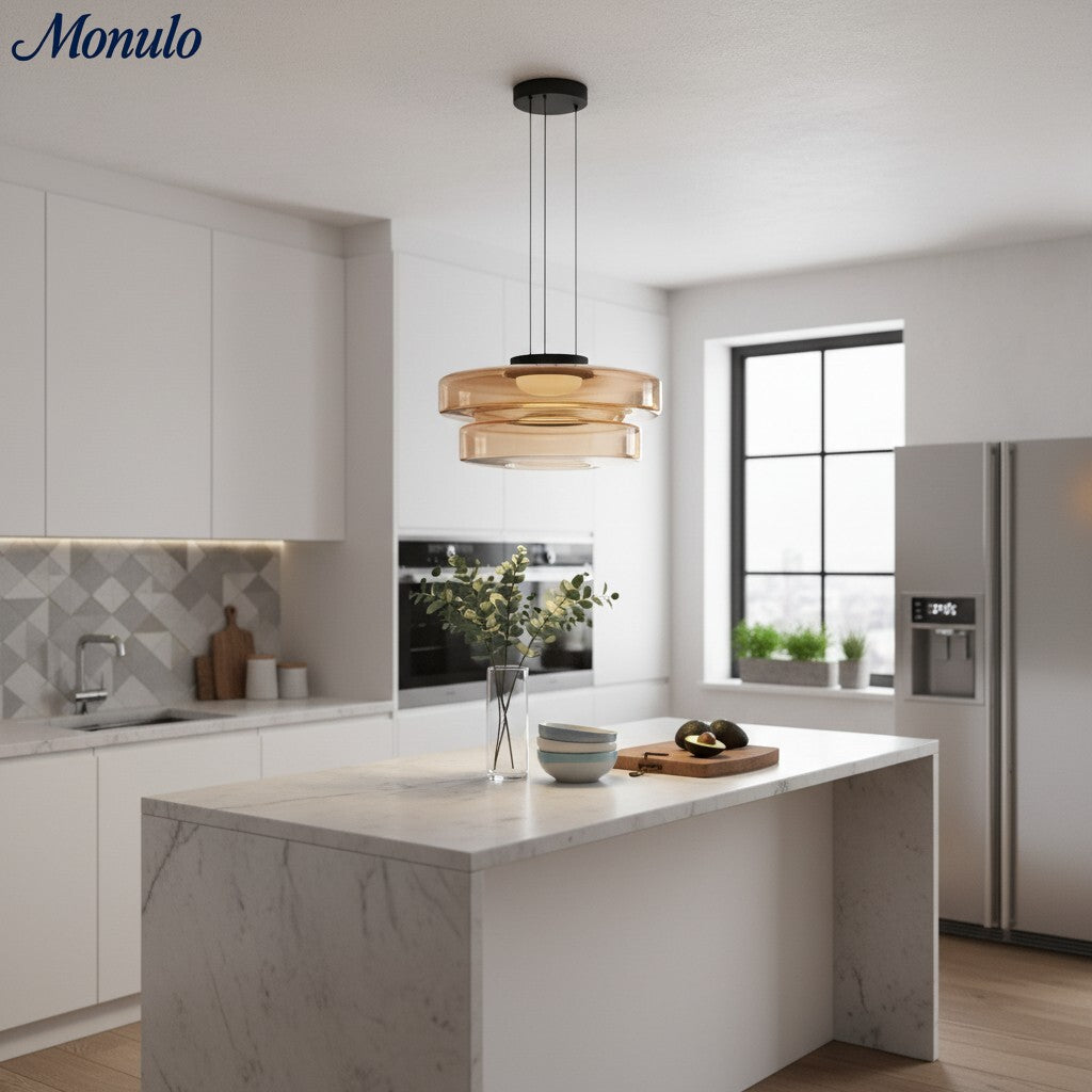 Verdoma Stacked Disc Form Glass Pendant Light Contemporary Nordic Lighting for Kitchens | Esilora