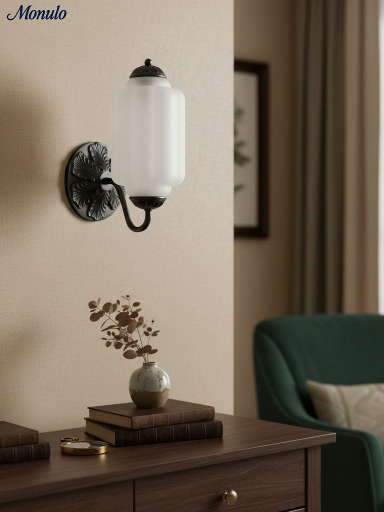 Vintage Milk Glass Sconce Bedside Hallway Eloise Wall Sconce | Esilora