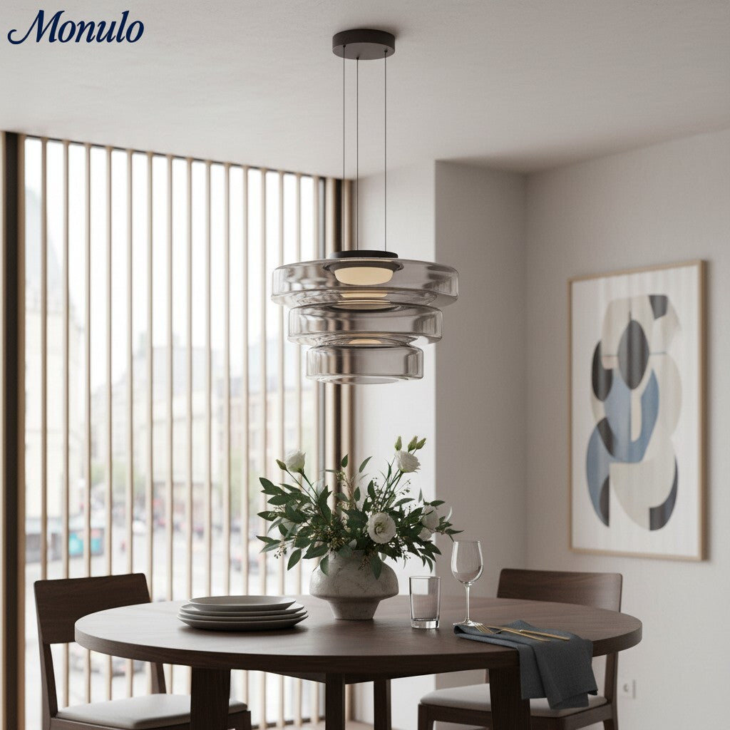 Verdoma Stacked Disc Form Glass Pendant Light Contemporary Nordic Lighting for Kitchens | Esilora