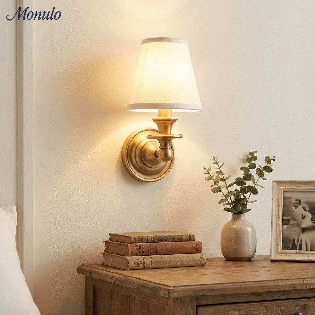 Rowan Drum Shade Wall Sconce – Fabric Sconce Light for Cozy Cottage Lighting | Esilora