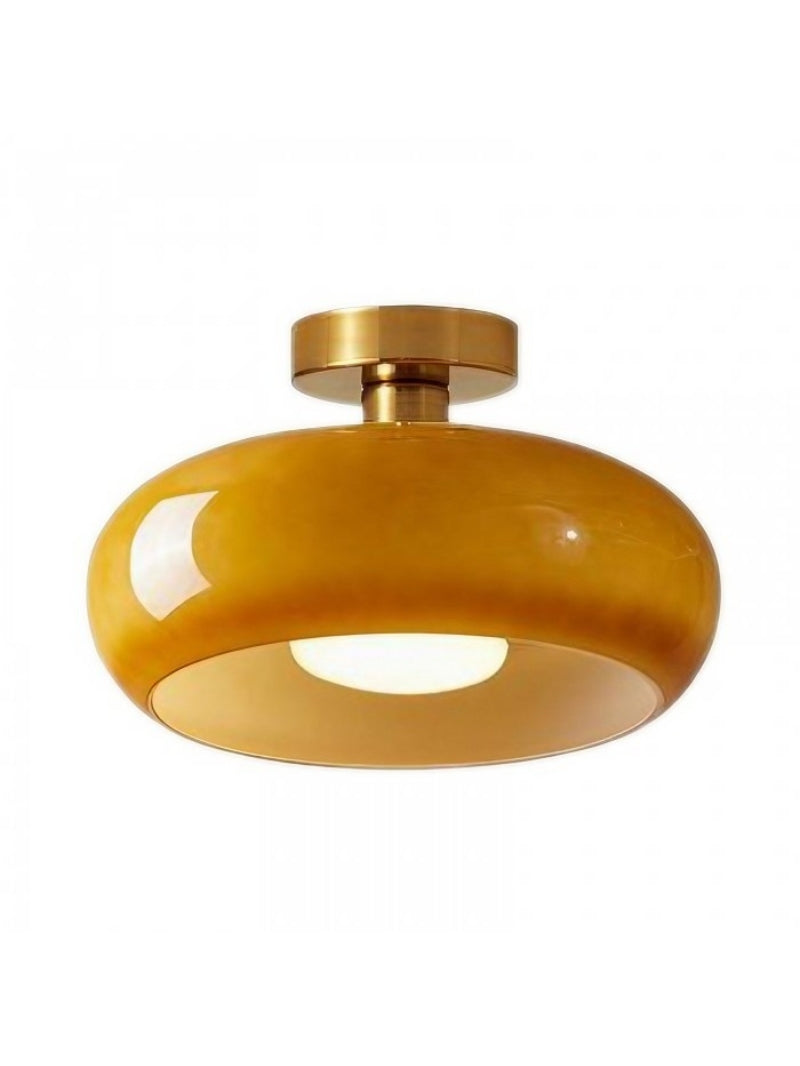Retro Brass Bauhaus Glass Disc Ceiling Lamp | Esilora