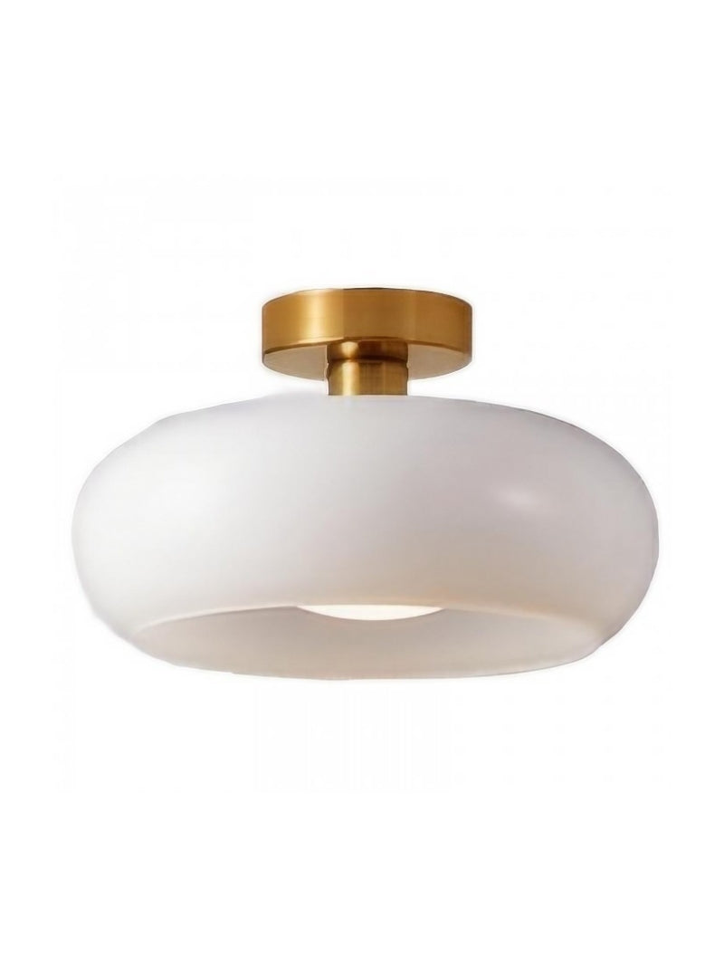 Retro Brass Bauhaus Glass Disc Ceiling Lamp | Esilora