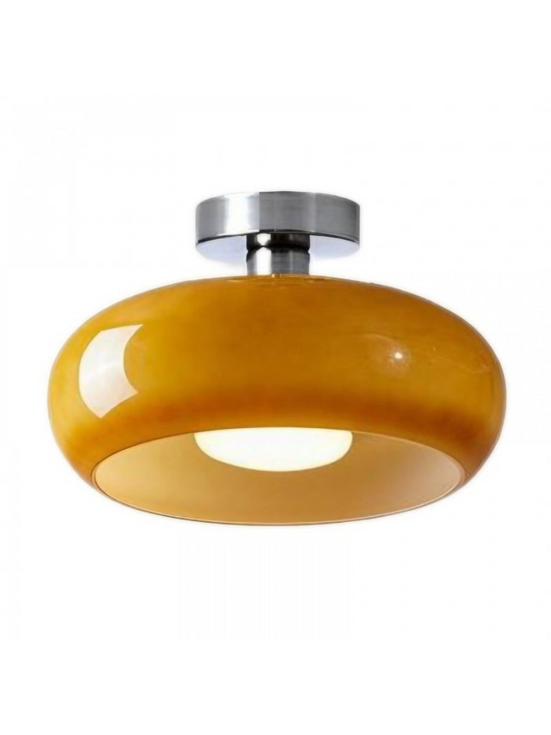 Retro Brass Bauhaus Glass Disc Ceiling Lamp | Esilora