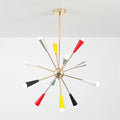 Ivoran Fireworks Chandelier - Gold Metal Sputnik Cone Shade Mid Century Light for Dining Room | Esilora