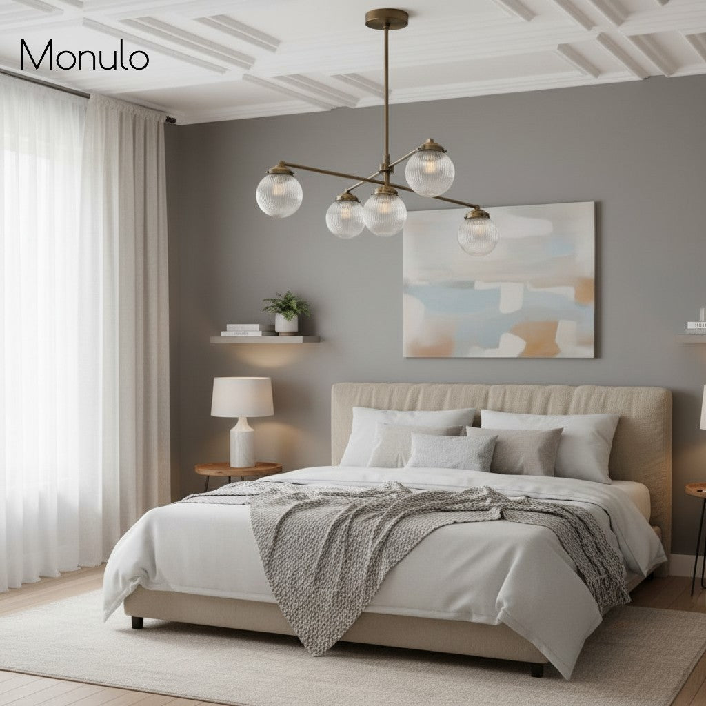 Glorica Glass skulpturale Globus-Pendelleuchte aus Metall und Glas – moderne Deckenleuchte für das Esszimmer | Esilora