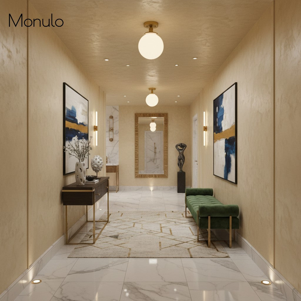 Glorica Opalglas-Halbdeckenleuchte – moderne Mid-Century-Leuchte für das Wohnzimmer | Esilora