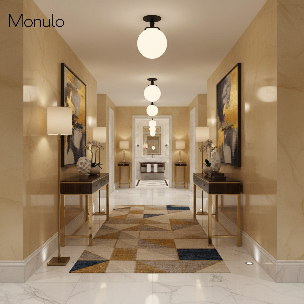 Glorica Opalglas-Halbdeckenleuchte – moderne Mid-Century-Leuchte für das Wohnzimmer | Esilora