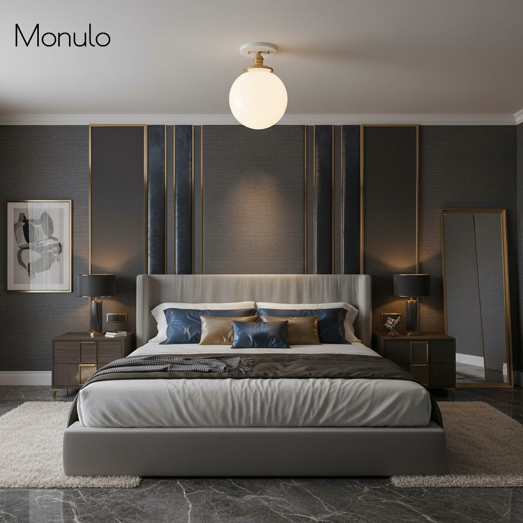 Glorica Opalglas-Halbdeckenleuchte – moderne Mid-Century-Leuchte für das Wohnzimmer | Esilora