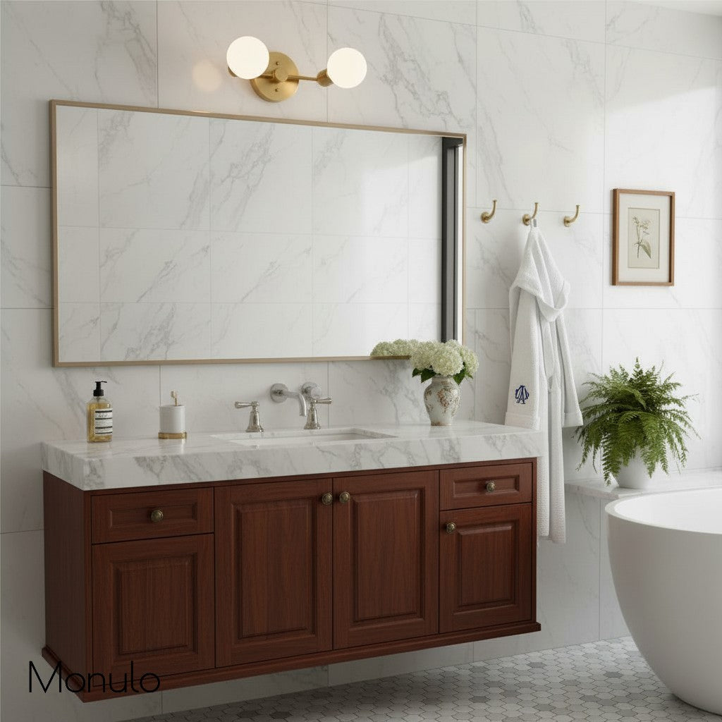Glorica Glass Minimalist Metal Arm Globe Wall Sconce – Mid-Century Vanity Lighting for Mirror & Hallway | Esilora