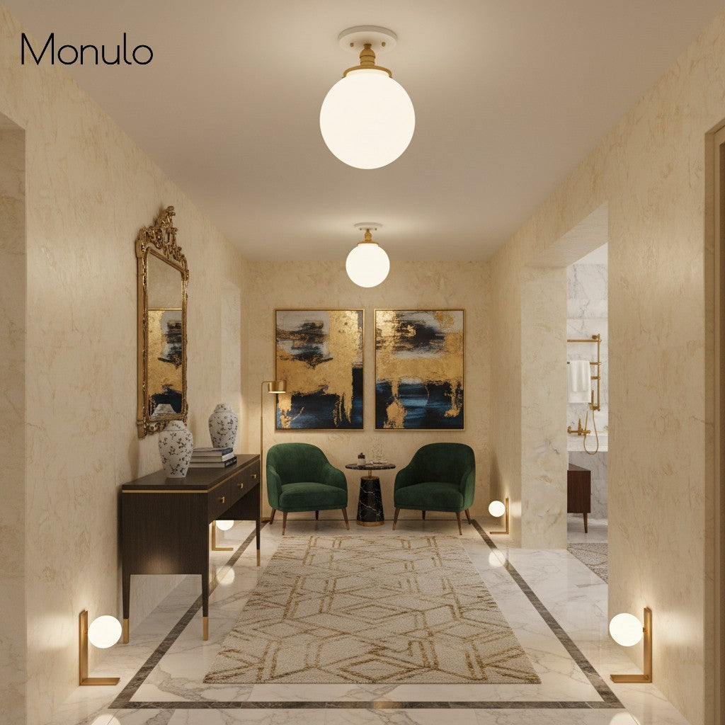 Glorica Opalglas-Halbdeckenleuchte – moderne Mid-Century-Leuchte für das Wohnzimmer | Esilora