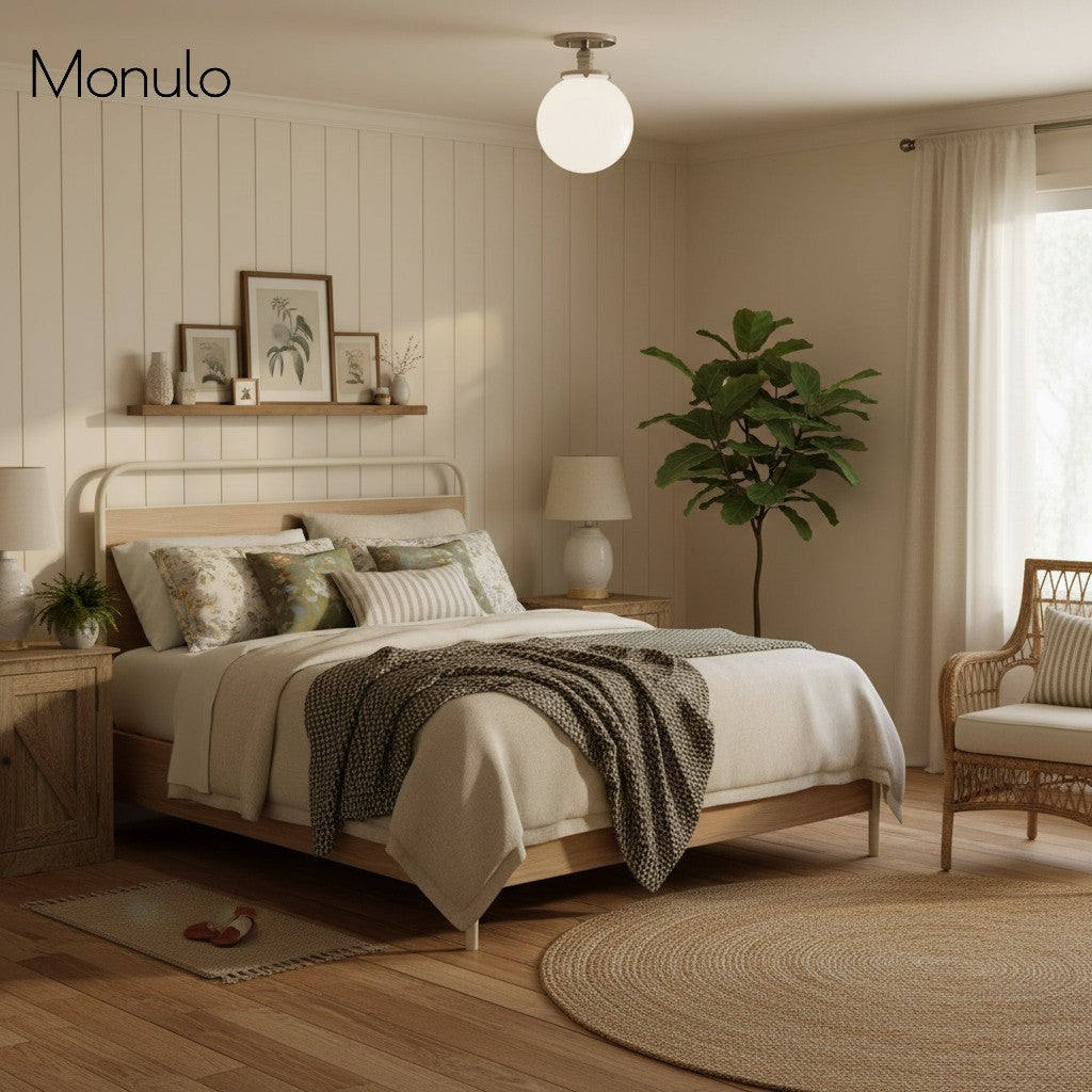 Glorica Opalglas-Halbdeckenleuchte – moderne Mid-Century-Leuchte für das Wohnzimmer | Esilora