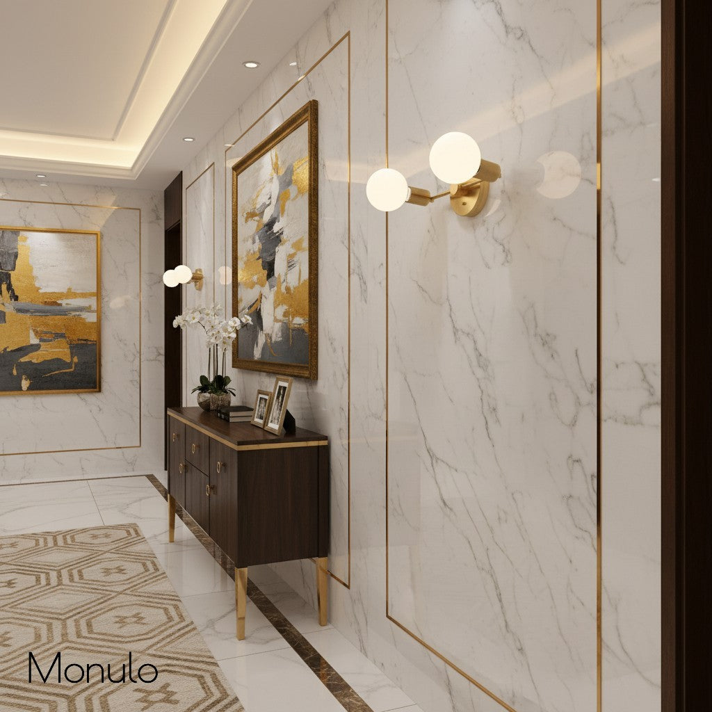 Glorica Glass Minimalist Metal Arm Globe Wall Sconce – Mid-Century Vanity Lighting for Mirror & Hallway | Esilora