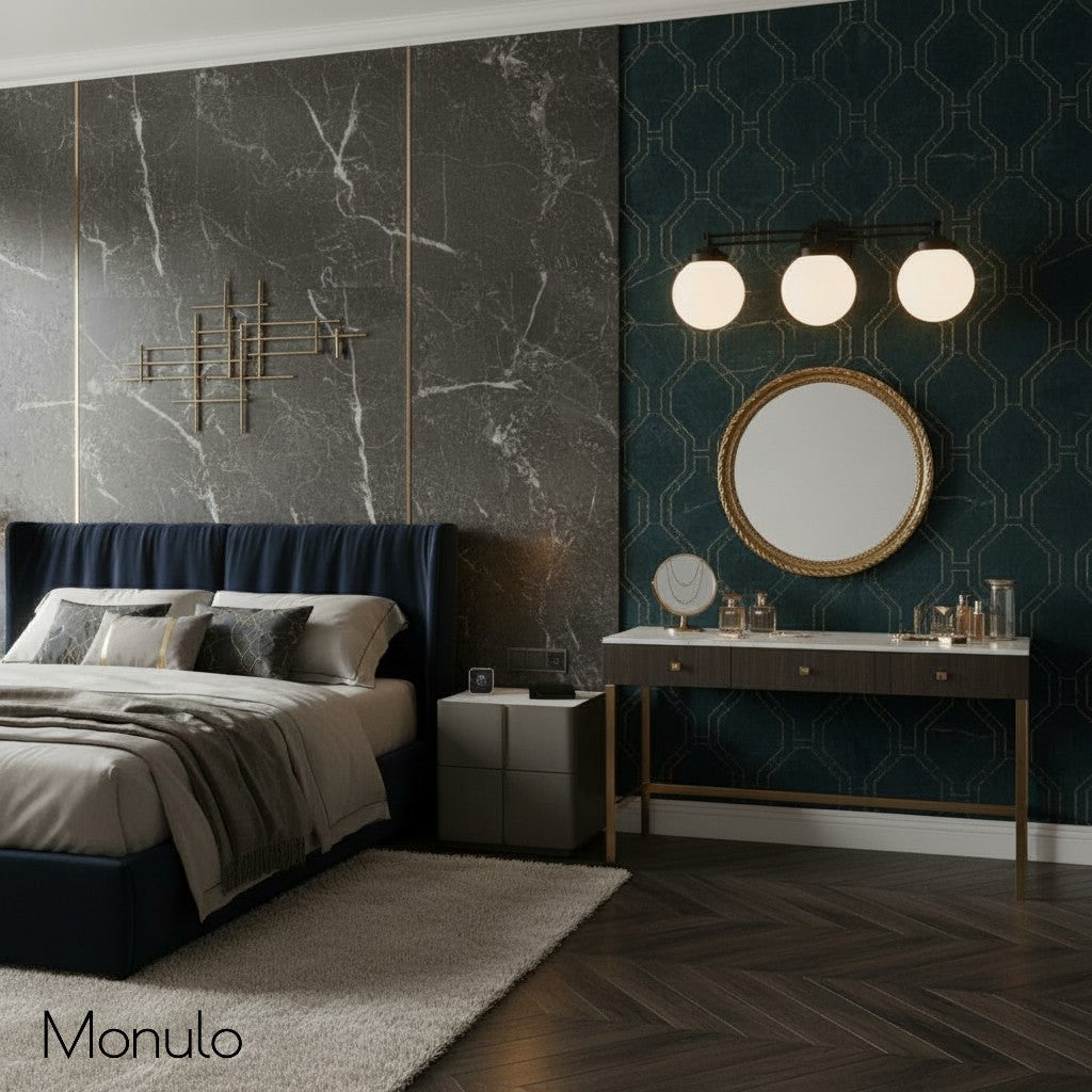 مصباح حائط عصري للحمّام من زجاج Glorica Glass بثلاثة مصابيح كروية للمرآة | Esilora