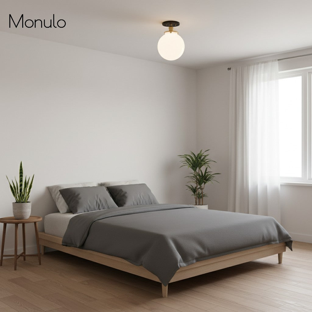 Glorica Opalglas-Halbdeckenleuchte – moderne Mid-Century-Leuchte für das Wohnzimmer | Esilora