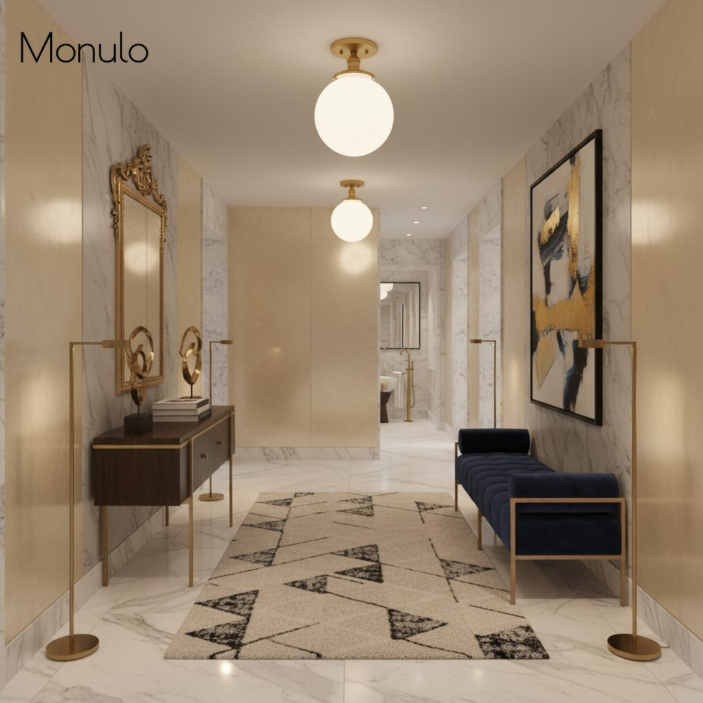 Glorica Opalglas-Halbdeckenleuchte – moderne Mid-Century-Leuchte für das Wohnzimmer | Esilora