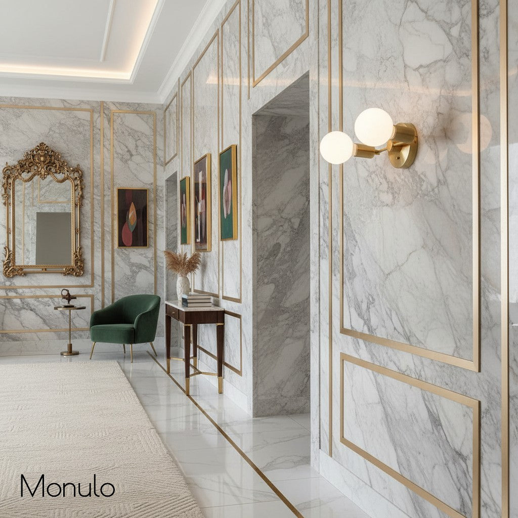 Glorica Glass Minimalist Metal Arm Globe Wall Sconce – Mid-Century Vanity Lighting for Mirror & Hallway | Esilora