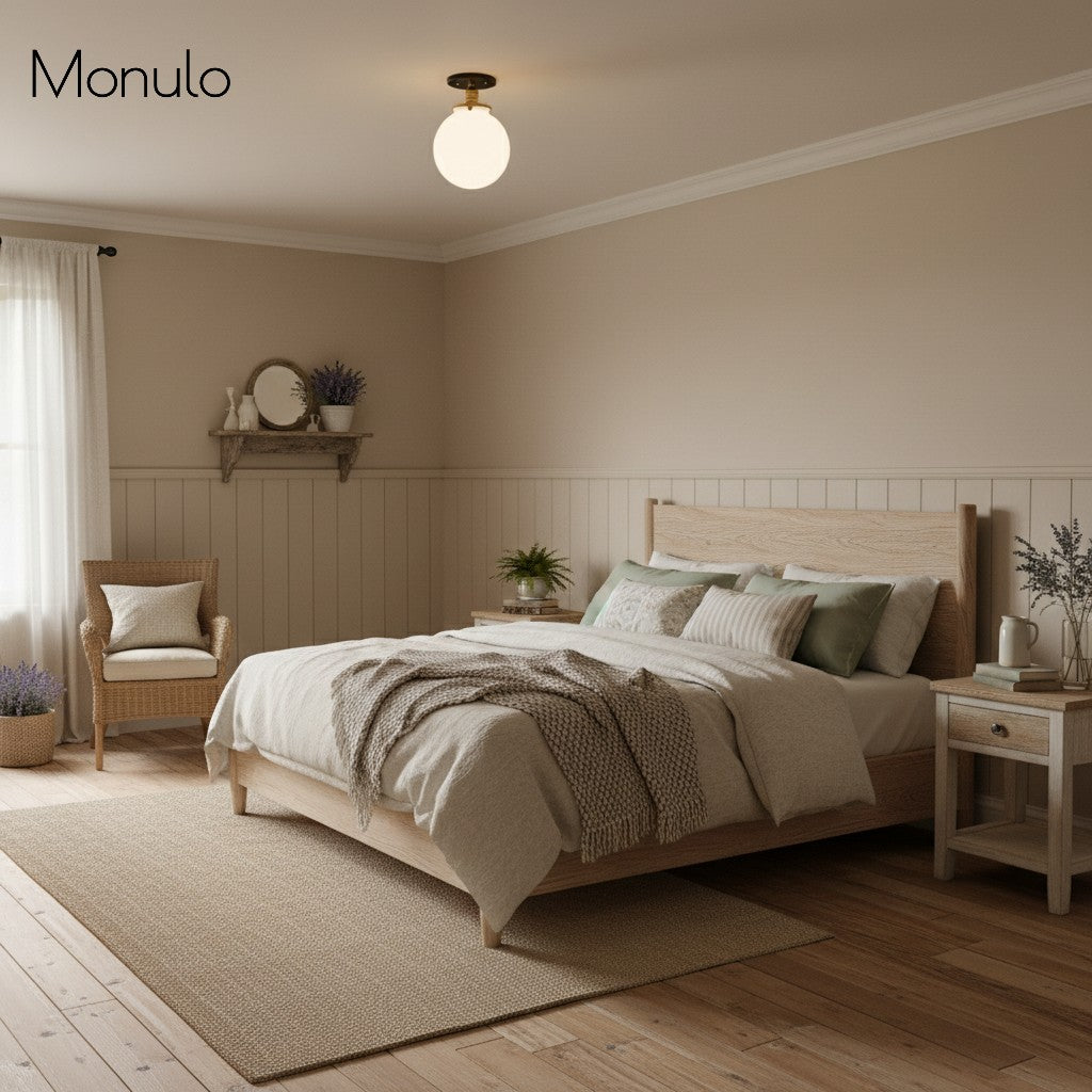 Glorica Opalglas-Halbdeckenleuchte – moderne Mid-Century-Leuchte für das Wohnzimmer | Esilora