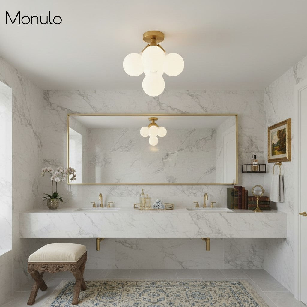 Lampada a plafone elegante Glorica Glass - Design con globo bianco per ambienti contemporanei | Esilora