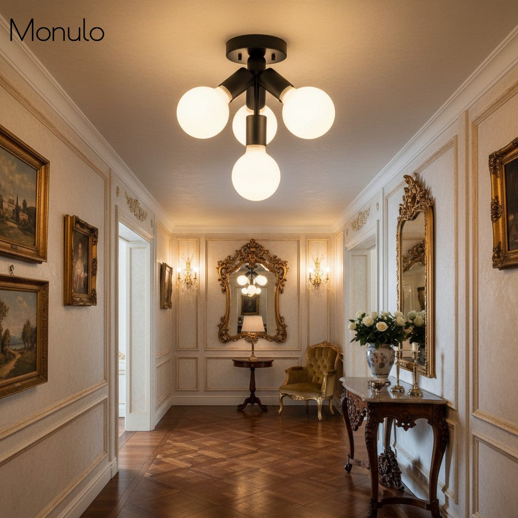 Lampada a plafone elegante Glorica Glass - Design con globo bianco per ambienti contemporanei | Esilora