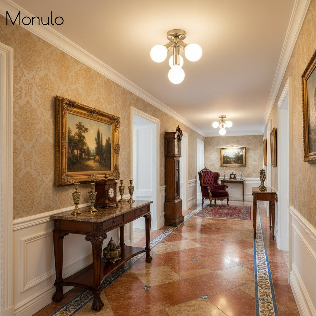 Lampada a plafone elegante Glorica Glass - Design con globo bianco per ambienti contemporanei | Esilora