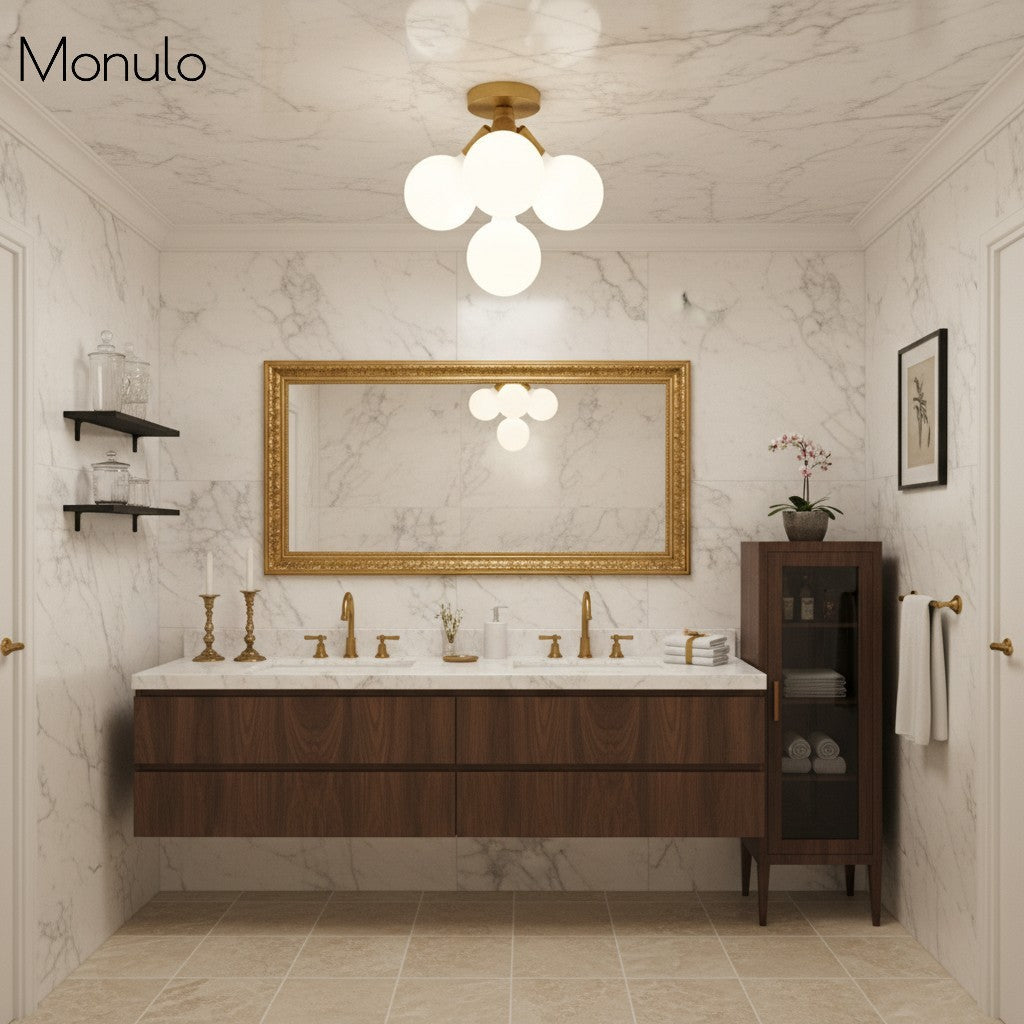 Lampada a plafone elegante Glorica Glass - Design con globo bianco per ambienti contemporanei | Esilora