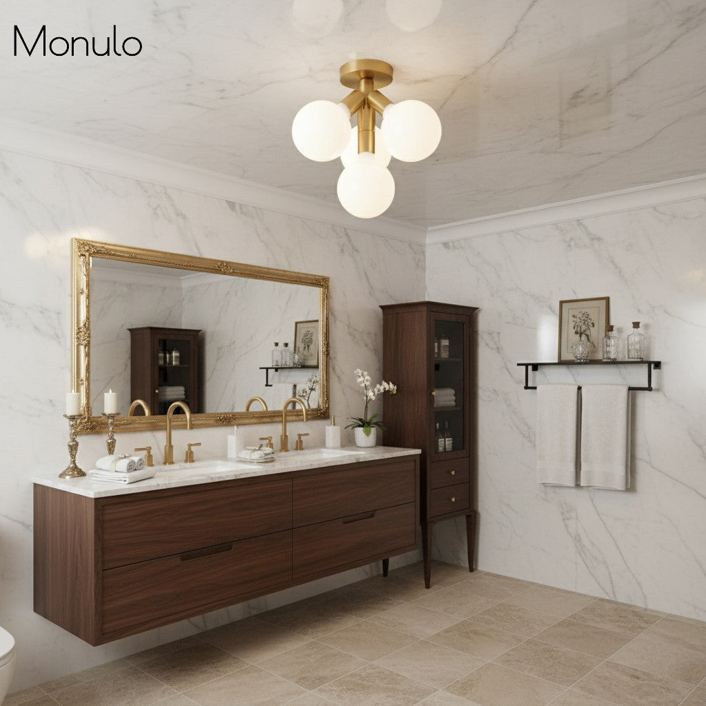 Lampada a plafone elegante Glorica Glass - Design con globo bianco per ambienti contemporanei | Esilora