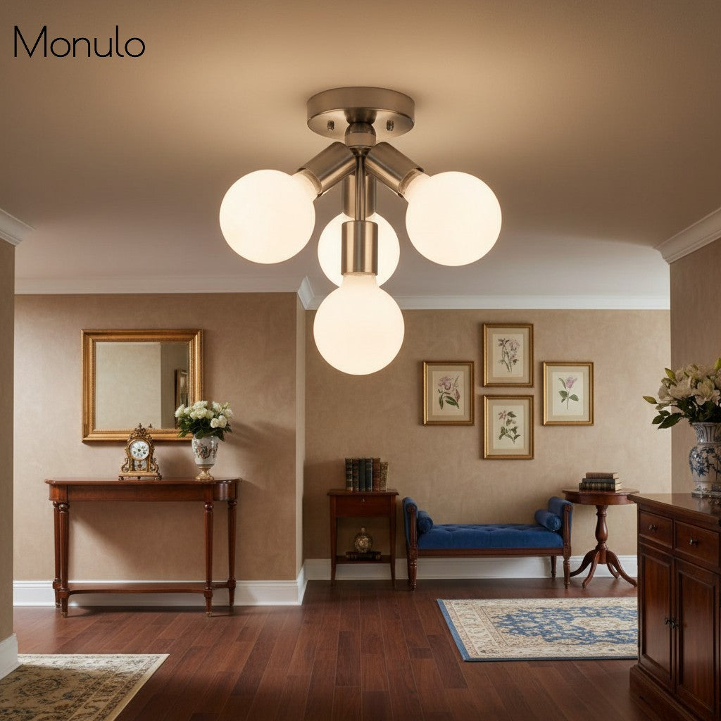 Lampada a plafone elegante Glorica Glass - Design con globo bianco per ambienti contemporanei | Esilora