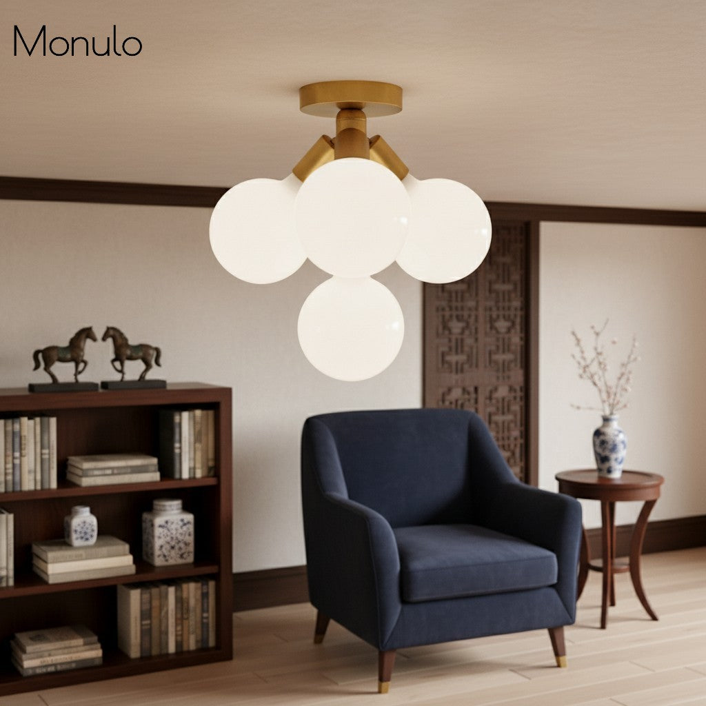 Lampada a plafone elegante Glorica Glass - Design con globo bianco per ambienti contemporanei | Esilora