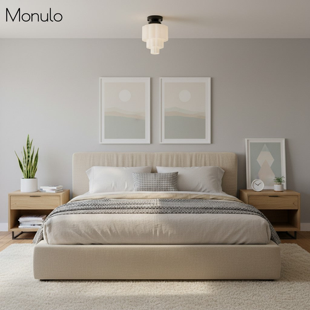 Lámpara de techo de vidrio multicapa Geotower - Lámpara art déco para dormitorio | Esilora