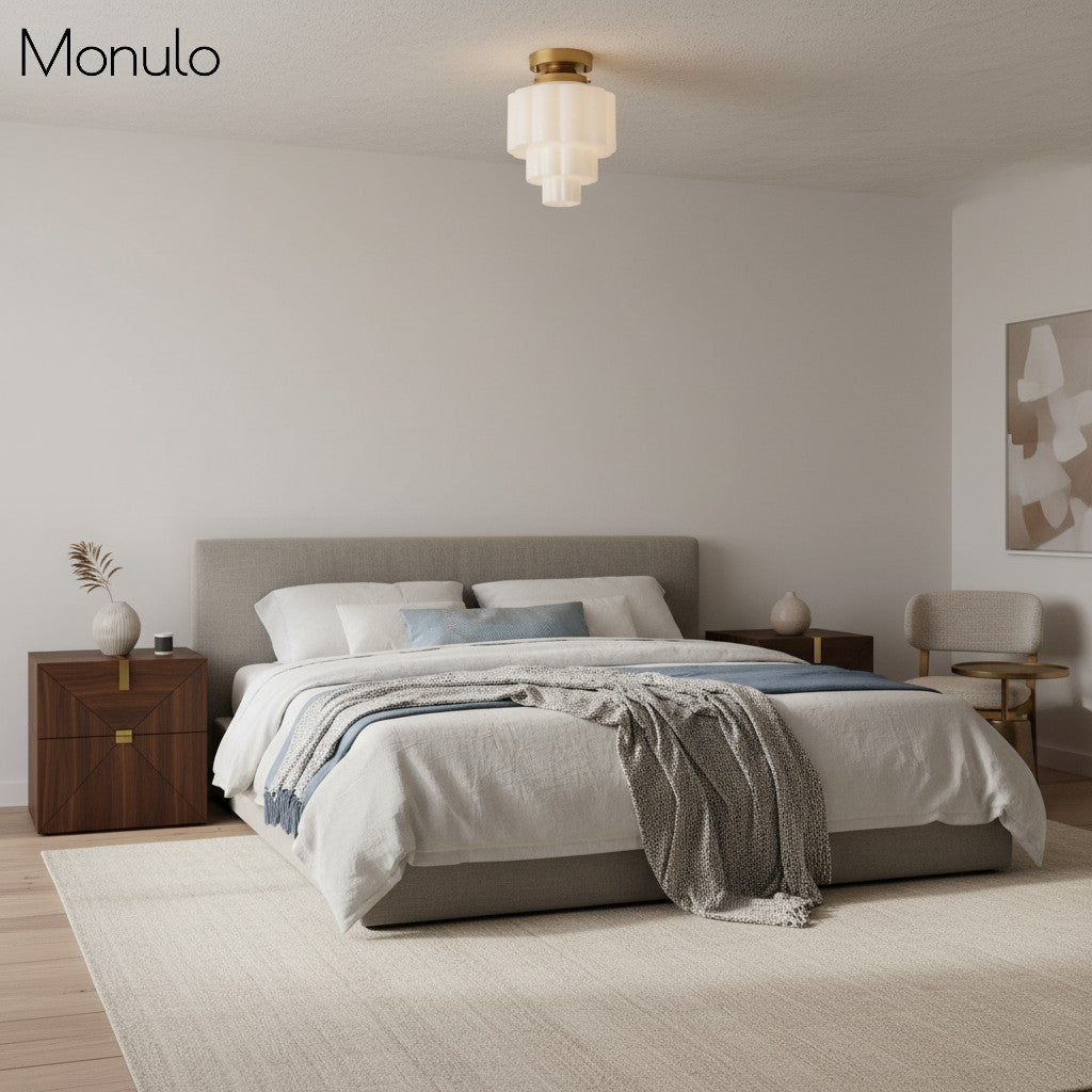 Lámpara de techo de vidrio multicapa Geotower - Lámpara art déco para dormitorio | Esilora