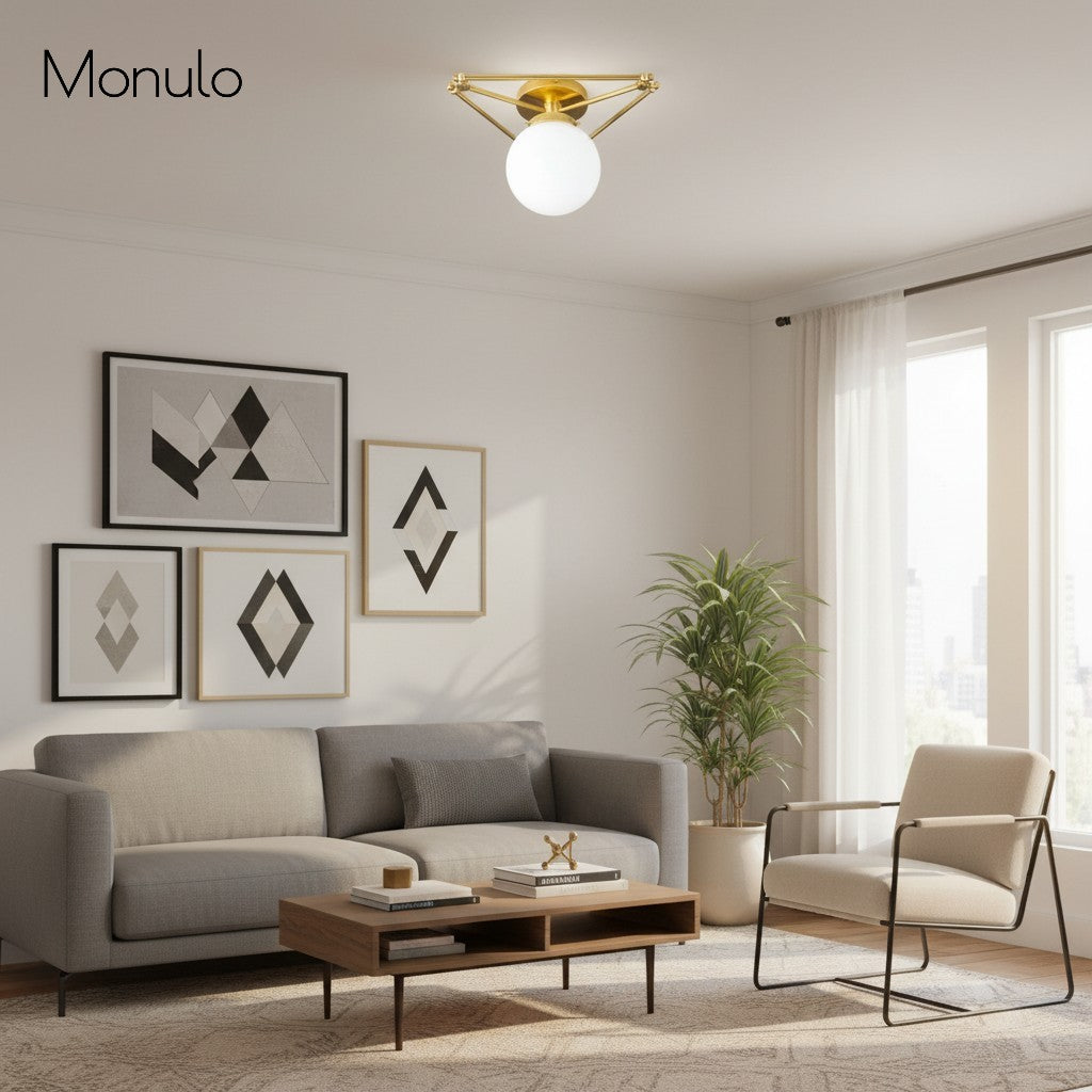 Glorica Glass geometrikus fémvázas mennyezeti lámpa – modern art déco stílusú mennyezeti világítótest nappaliba és étkezőbe | Esilora
