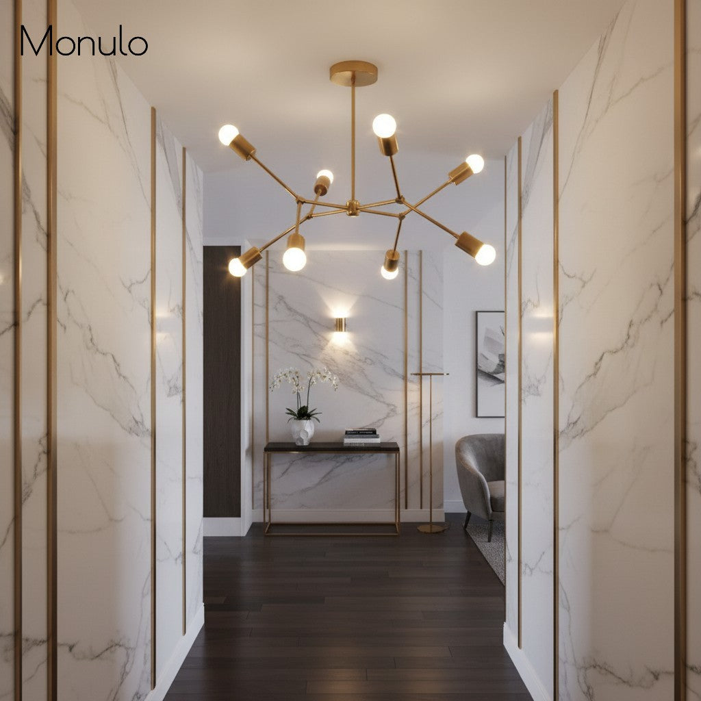 Mobilux Line Geometric Chandelier – Modern Metal Light for Bedroom | Esilora